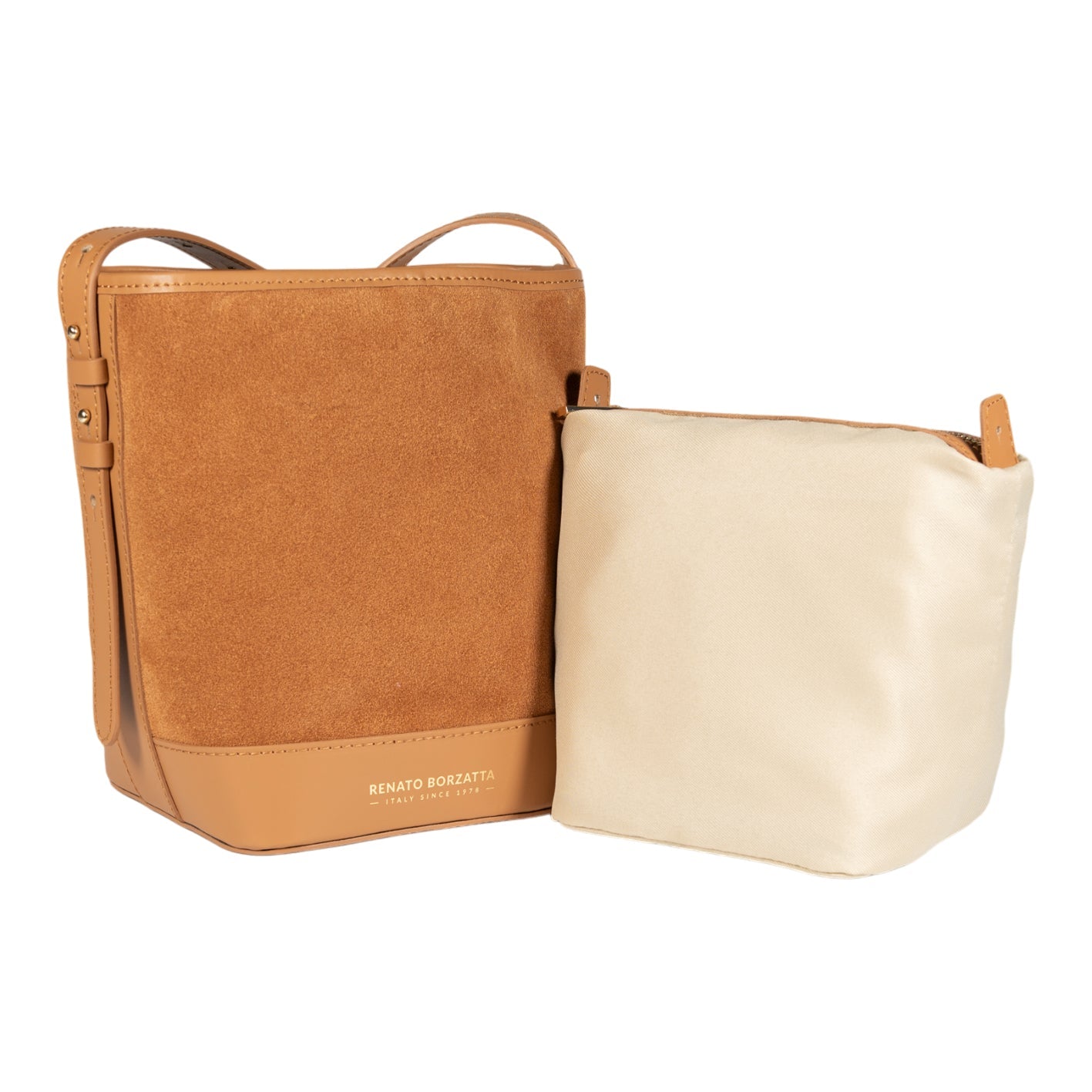 RB1031CQ  | Made in Italy BRENDA Women's Bucket Bag in Genuine Leather - Tan