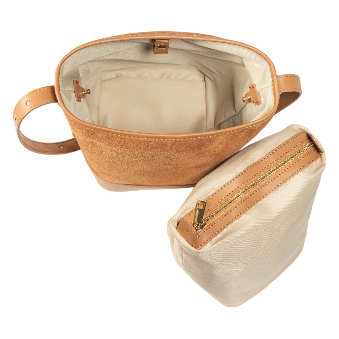 RB1031CQ  | Made in Italy BRENDA Women's Bucket Bag in Genuine Leather - Tan