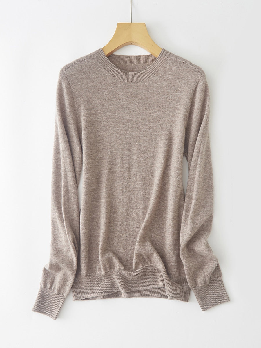 100% Australian Merino Wool Super Soft Crew Neck Machine Washable  Women Sweater