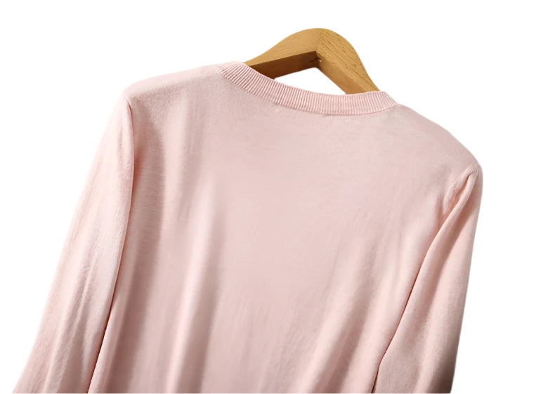 Pure Silk and Cashmere Blend Classic Women's Sweater