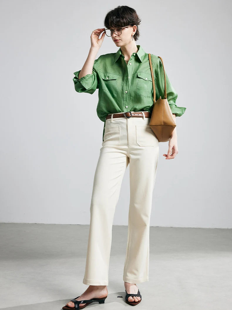 100% Premium Ramie Women's Loose Shirt