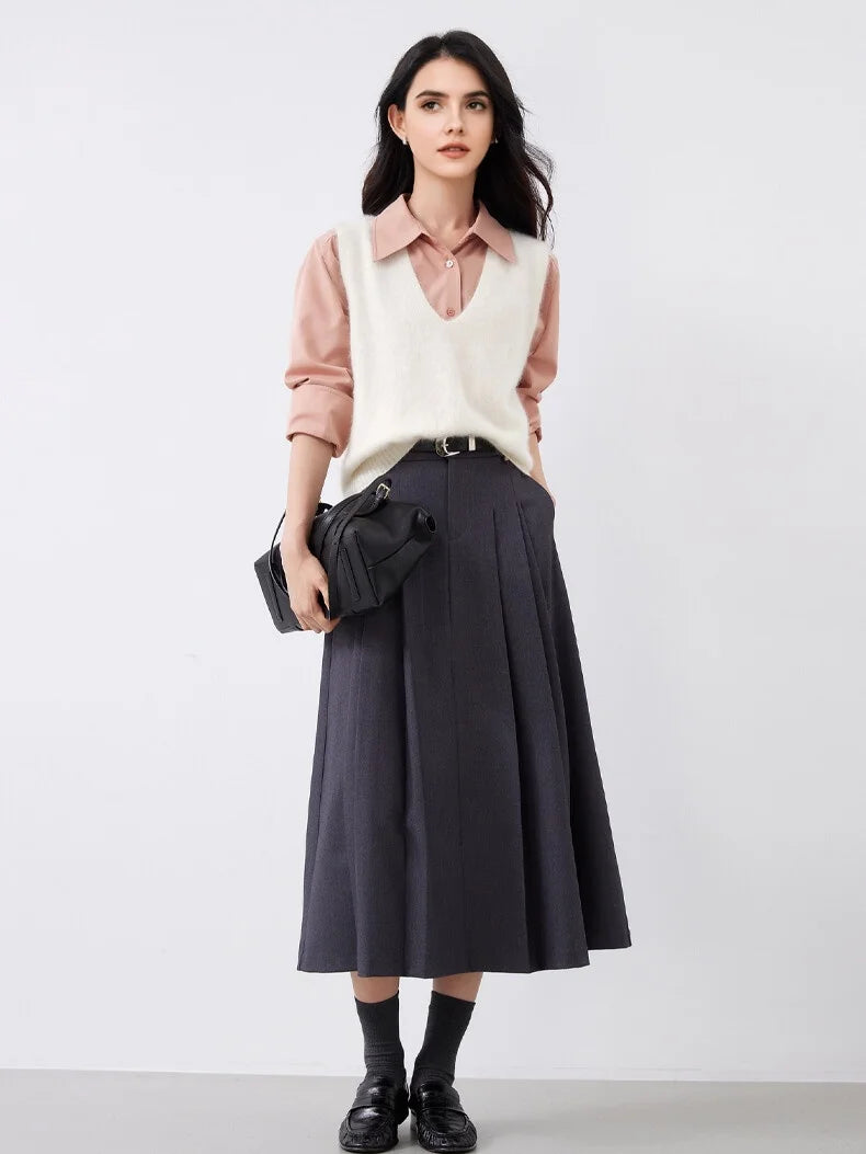 Premium Wool Cashmere Blend V Neck Women's Vest Pullover Loose Sweater