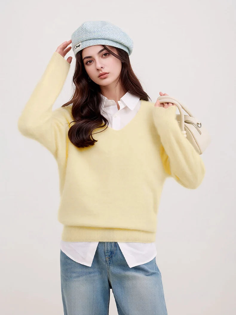 Premium Wool-Cashmere-Silk Knitted Women's Sweater