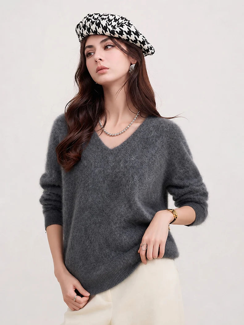 Premium Wool-Cashmere-Silk Knitted Women's Sweater