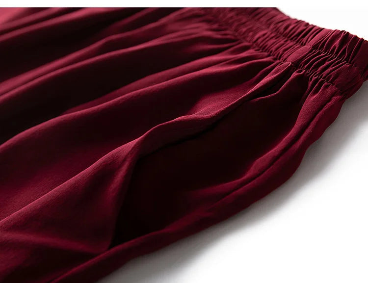100% Mulberry Silk Wide Leg Women's Pants