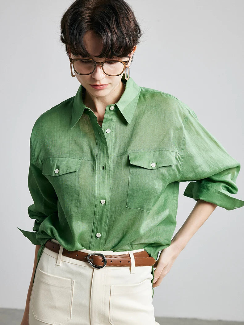 100% Premium Ramie Women's Loose Shirt