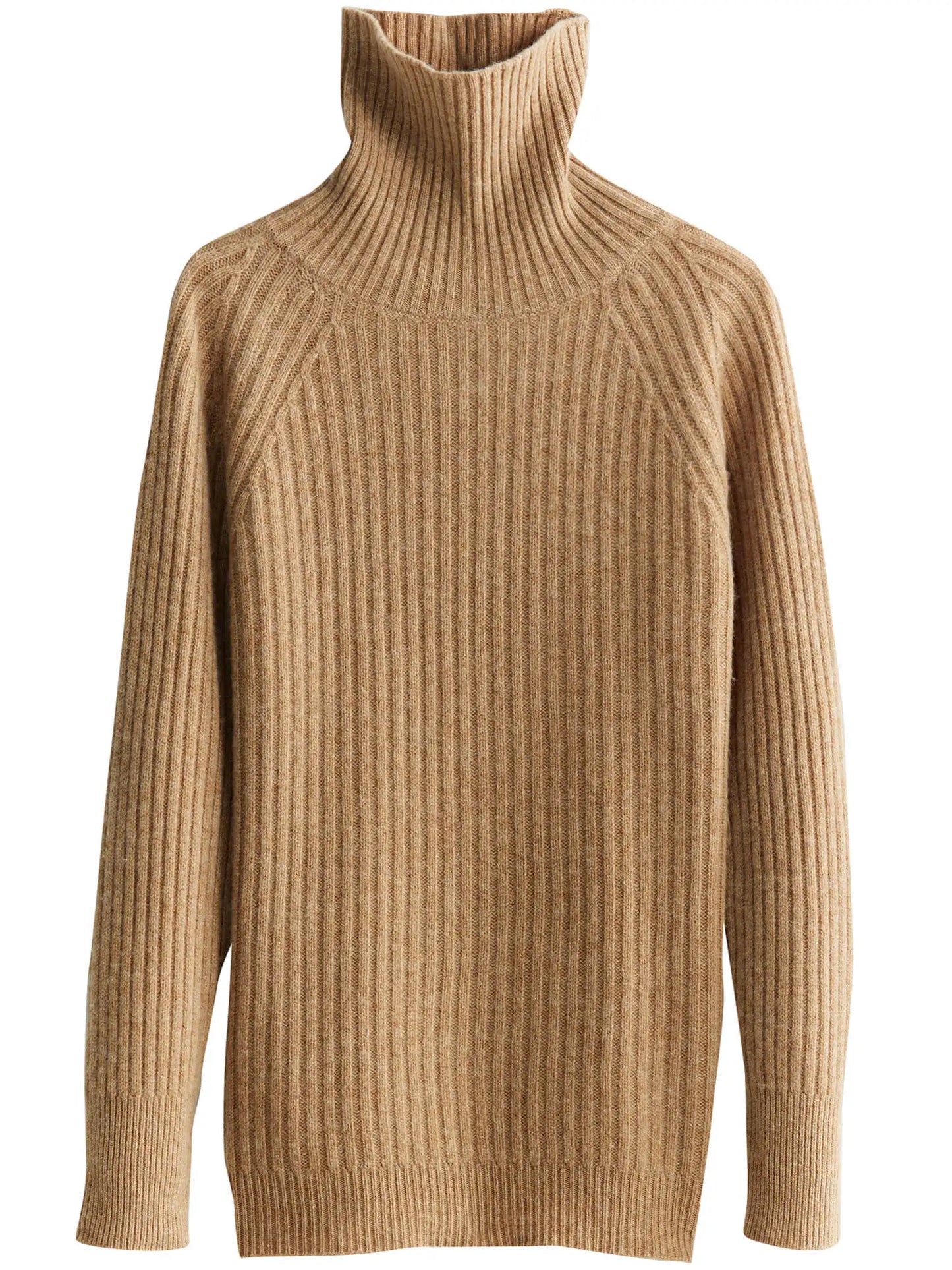 100% Australian Merino Wool Turtleneck Ribbed Sweater