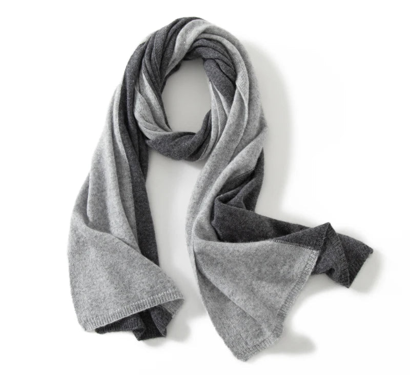 100% Pure Cashmere Knitted Tow-Tone Shawl/Scarf