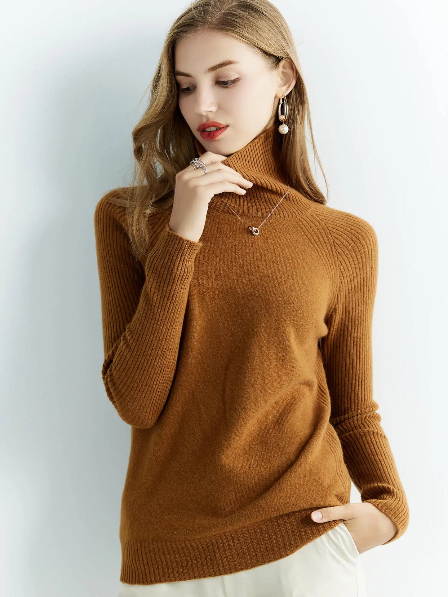 100% Australian Merino Wool Half Ribbed Stylish Warm Sweater