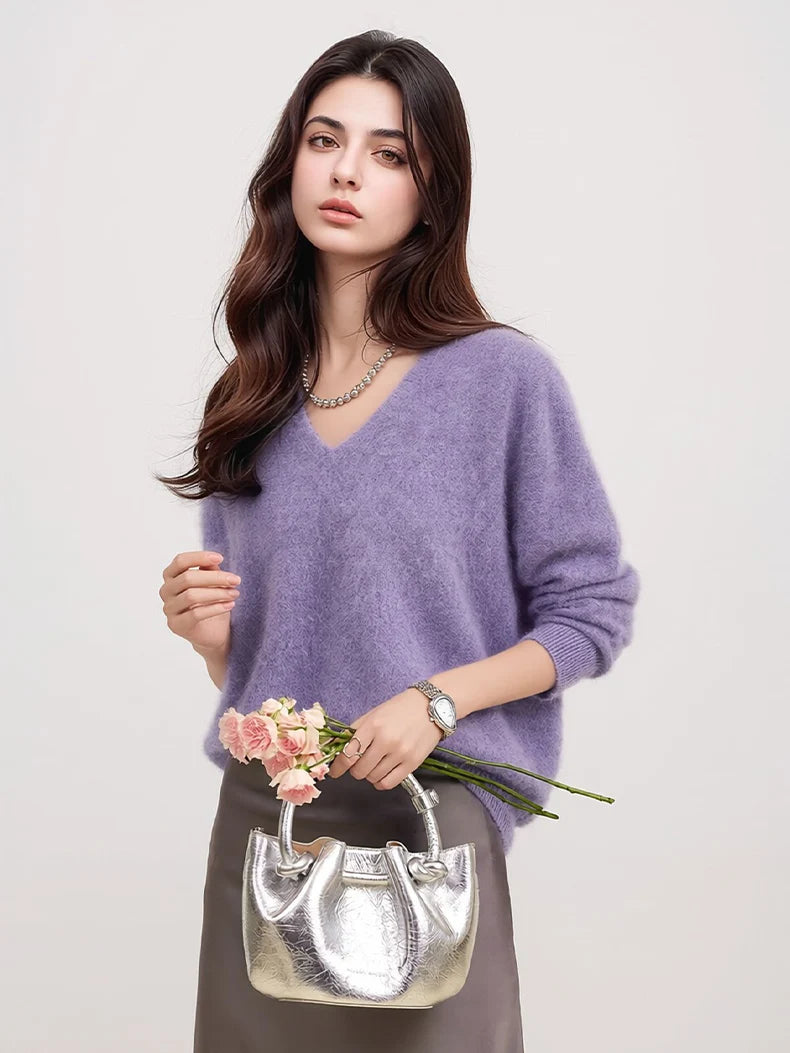 Premium Wool-Cashmere-Silk Knitted Women's Sweater