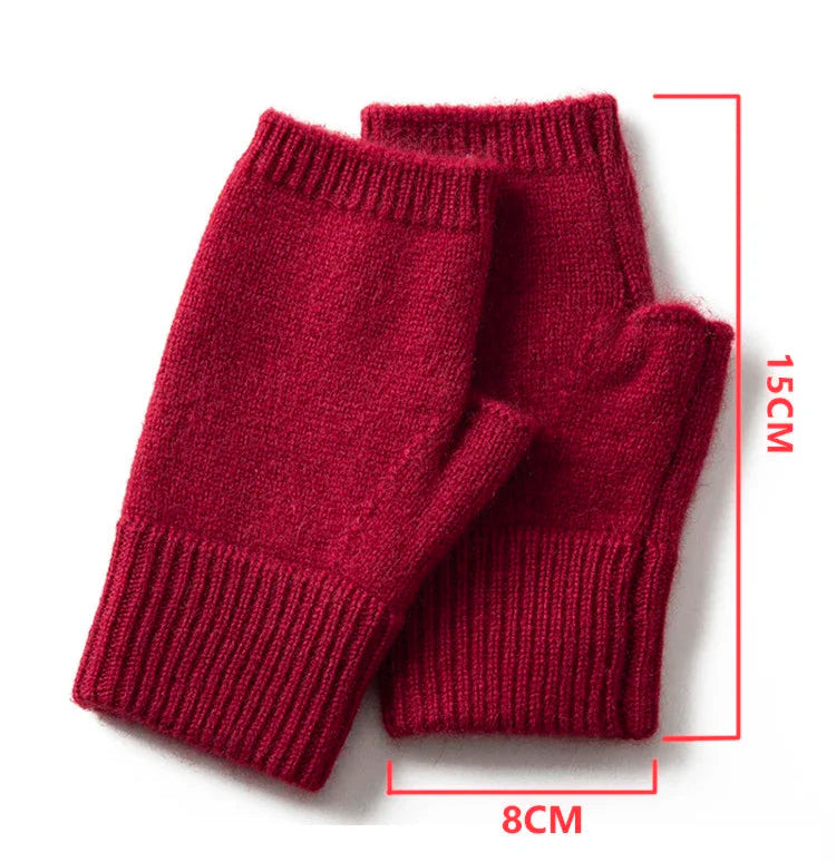 100% Premium Goat Cashmere Handmade Fingerless Gloves