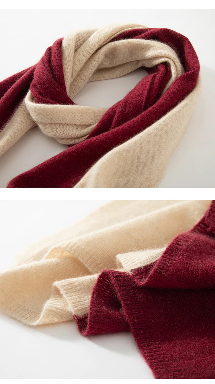 100% Pure Cashmere Knitted Tow-Tone Shawl/Scarf