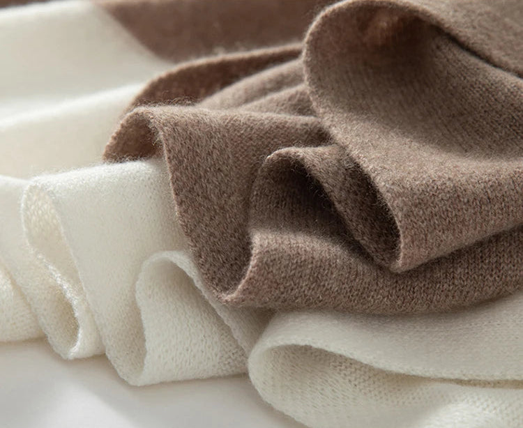 100% Pure Cashmere Knitted Tow-Tone Shawl/Scarf