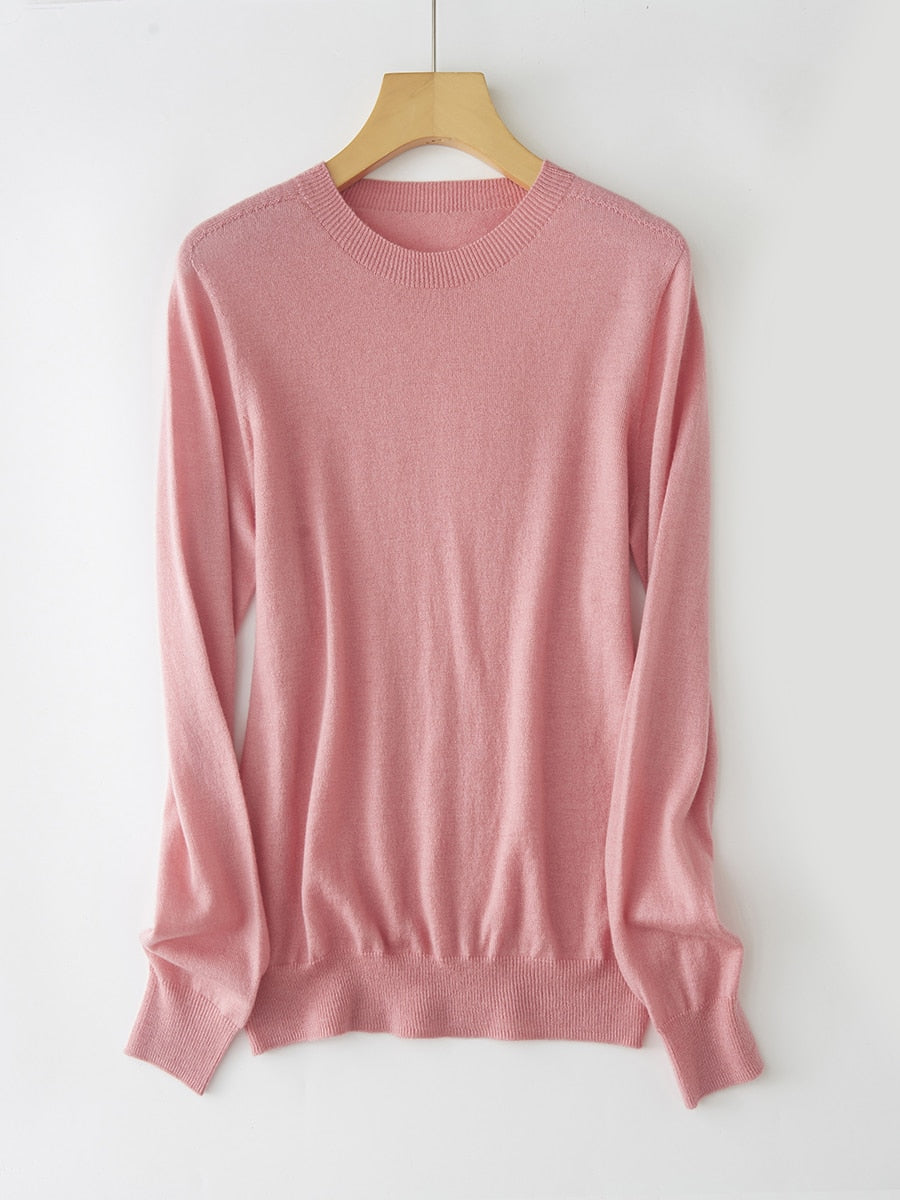 100% Australian Merino Wool Super Soft Crew Neck Machine Washable  Women Sweater