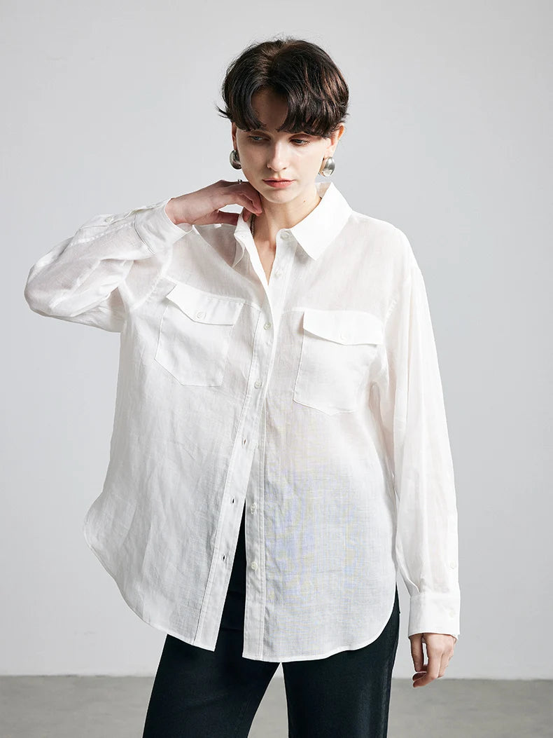 100% Premium Ramie Women's Loose Shirt