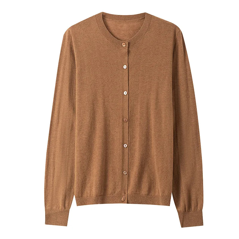 100% Premium Sheep Wool Lightweight Cardigan For Women