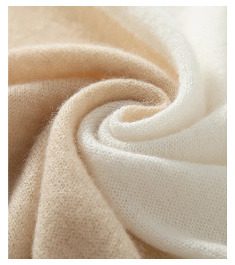 100% Pure Cashmere Knitted Tow-Tone Shawl/Scarf
