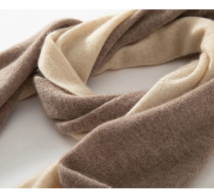 100% Pure Cashmere Knitted Tow-Tone Shawl/Scarf