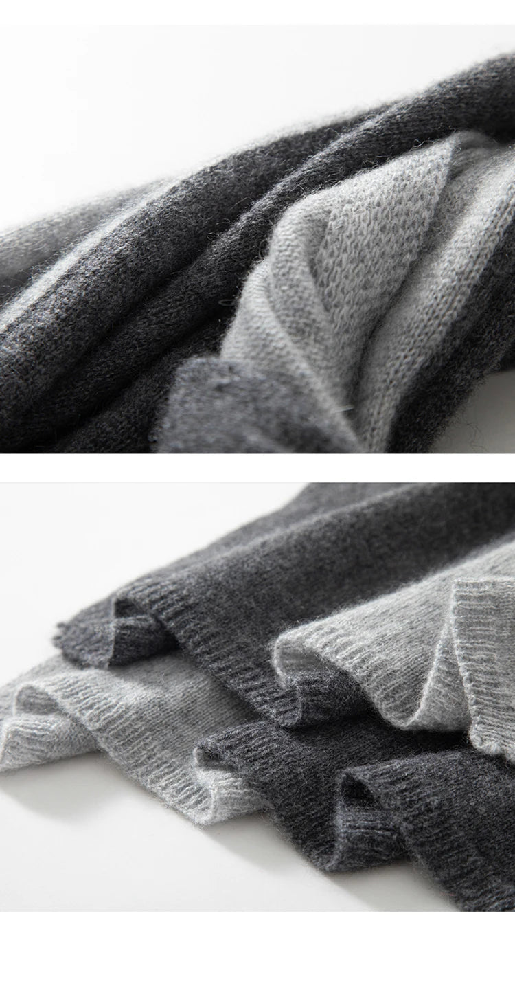 100% Pure Cashmere Knitted Tow-Tone Shawl/Scarf