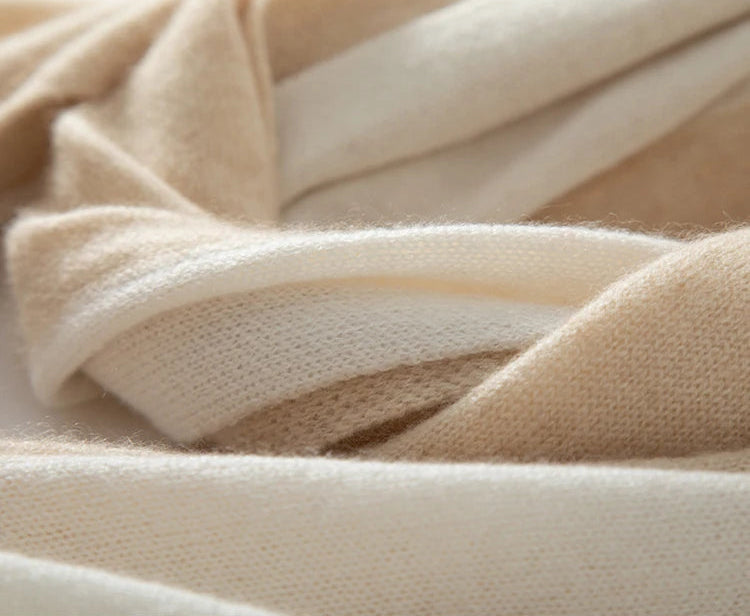 100% Pure Cashmere Knitted Tow-Tone Shawl/Scarf