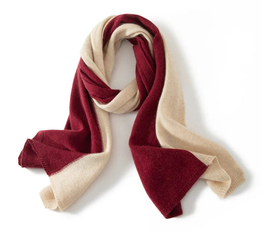 100% Pure Cashmere Knitted Tow-Tone Shawl/Scarf