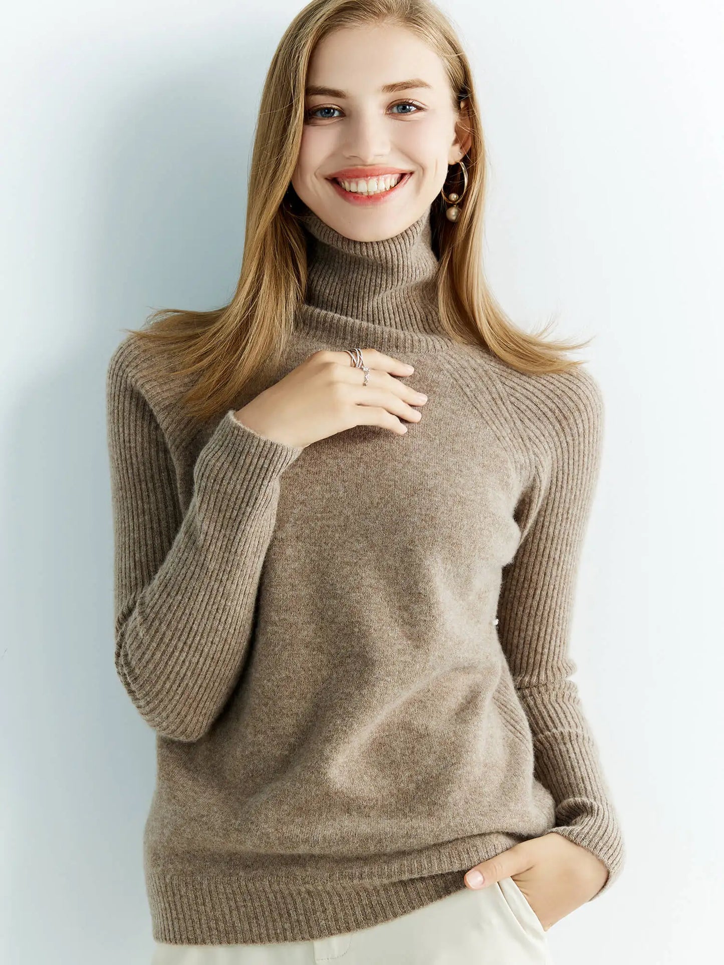 100% Australian Merino Wool Half Ribbed Stylish Warm Sweater