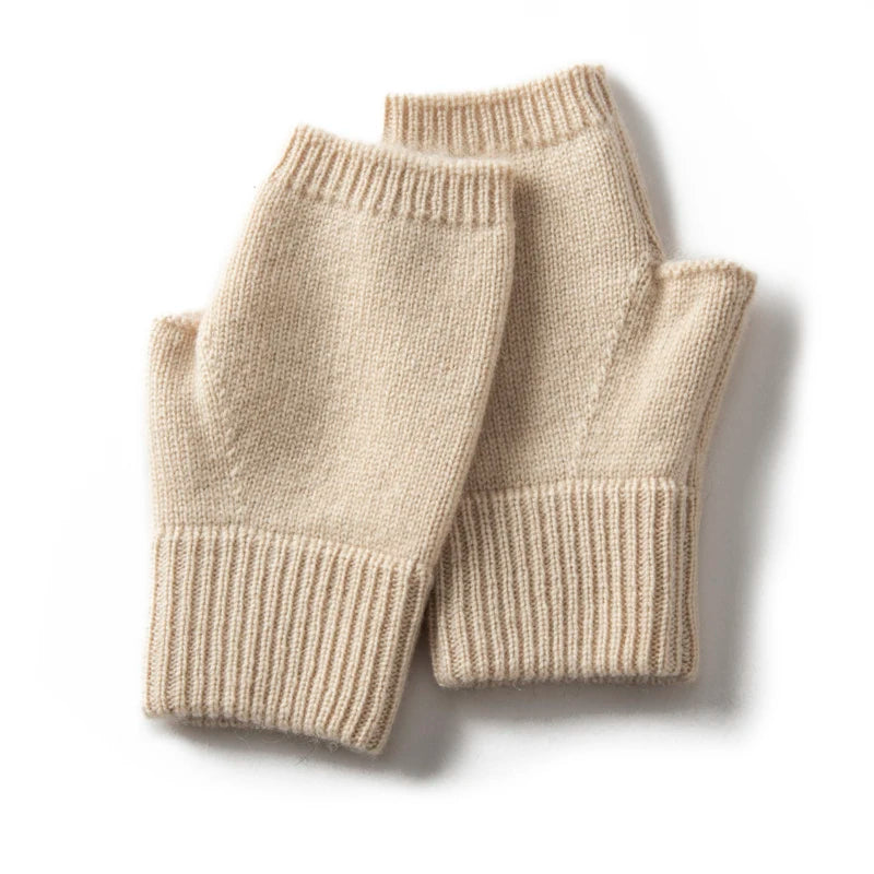 100% Premium Goat Cashmere Handmade Fingerless Gloves