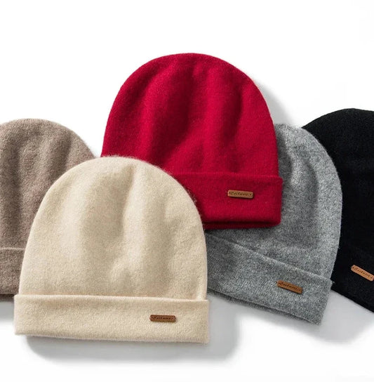 100% Cashmere Two Layers Unisex Classic Beanie Hat