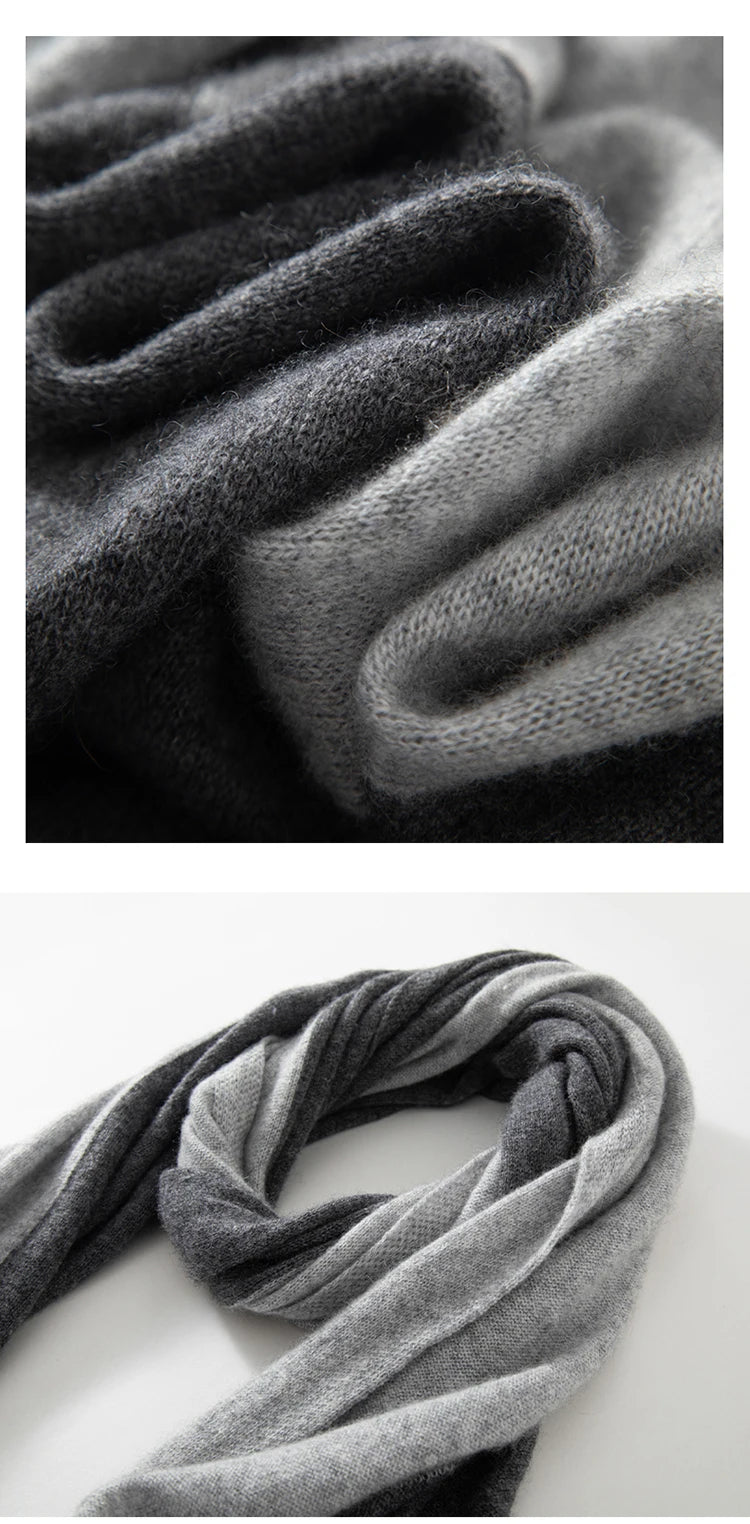 100% Pure Cashmere Knitted Tow-Tone Shawl/Scarf