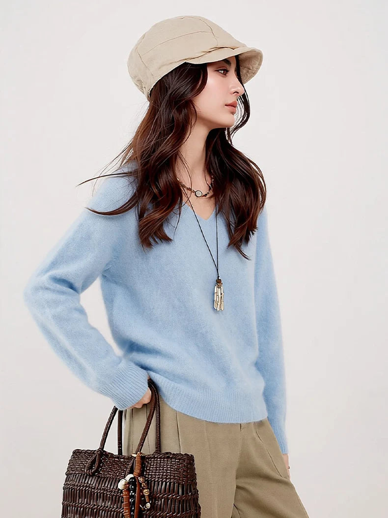 Premium Wool-Cashmere-Silk Knitted Women's Sweater
