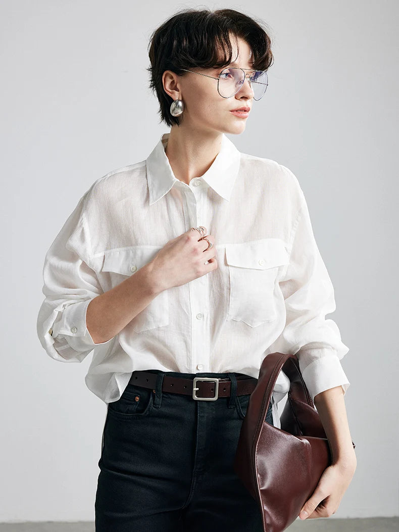 100% Premium Ramie Women's Loose Shirt