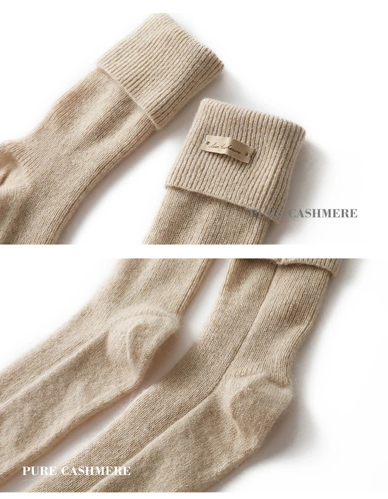 100% Pure Cashmere Luxurious Non-Slip Lounge Socks For Women