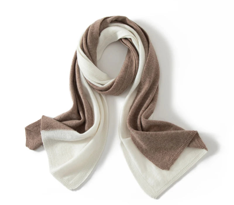 100% Pure Cashmere Knitted Tow-Tone Shawl/Scarf