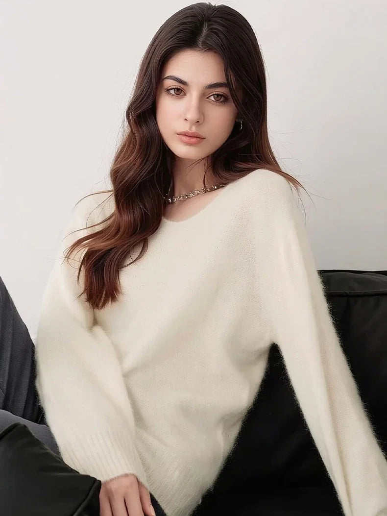 Premium Wool-Cashmere-Silk Knitted Women's Sweater