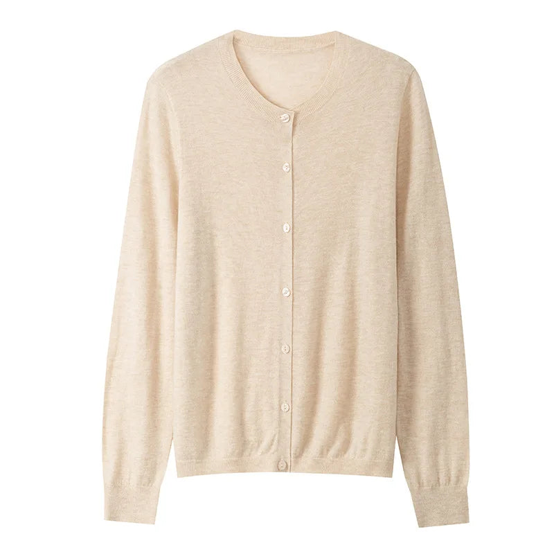 100% Premium Sheep Wool Lightweight Cardigan For Women