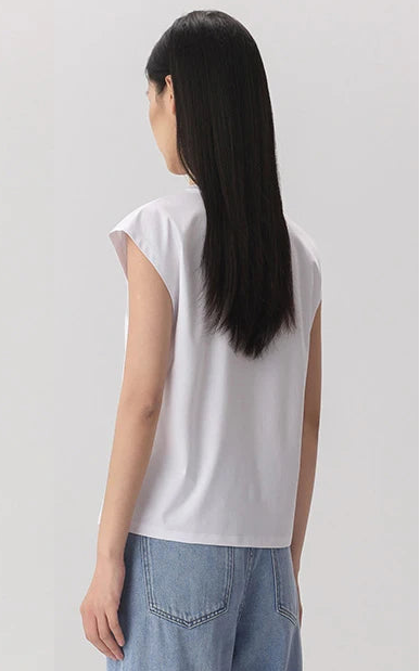 Mulberry Silk Mercerized Cotton Crewneck Sleeveless Women's T-shirt