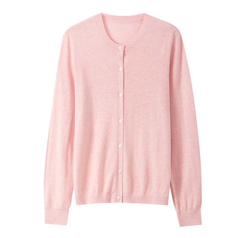 100% Premium Sheep Wool Lightweight Cardigan For Women