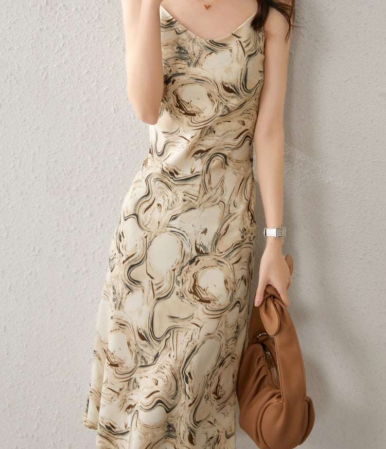 Premium Printed Midi Slip Dress for Women