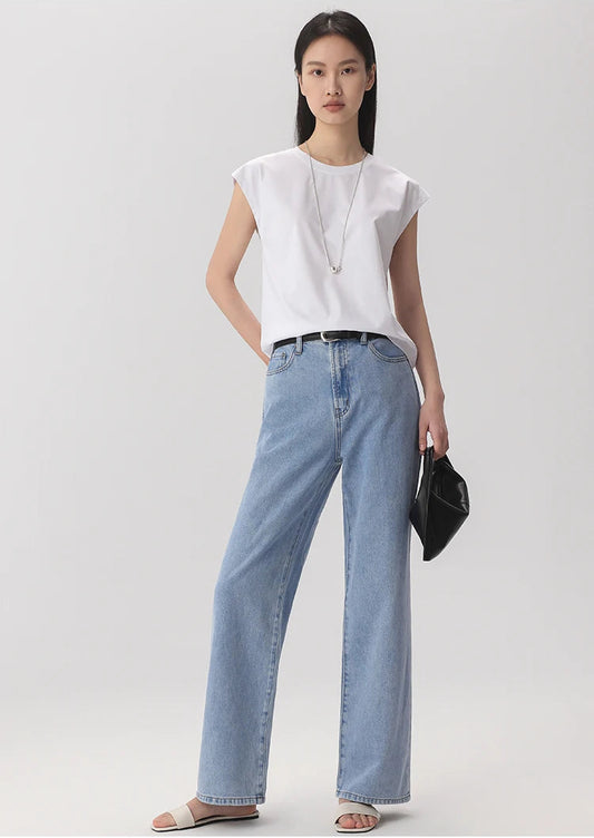 Mulberry Silk Mercerized Cotton Crewneck Sleeveless Women's T-shirt