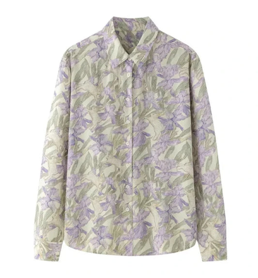 100% Premium Mulberry Silk Charming Flowers Shirt