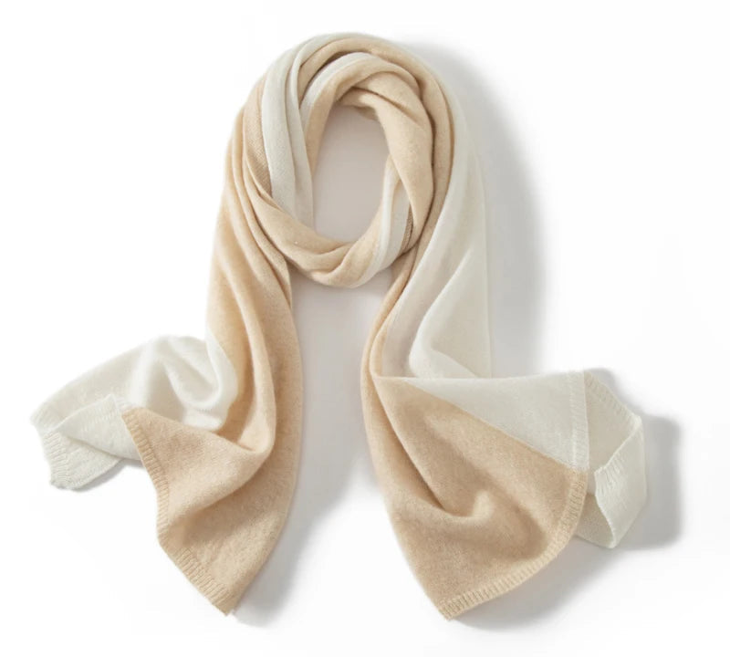 100% Pure Cashmere Knitted Tow-Tone Shawl/Scarf