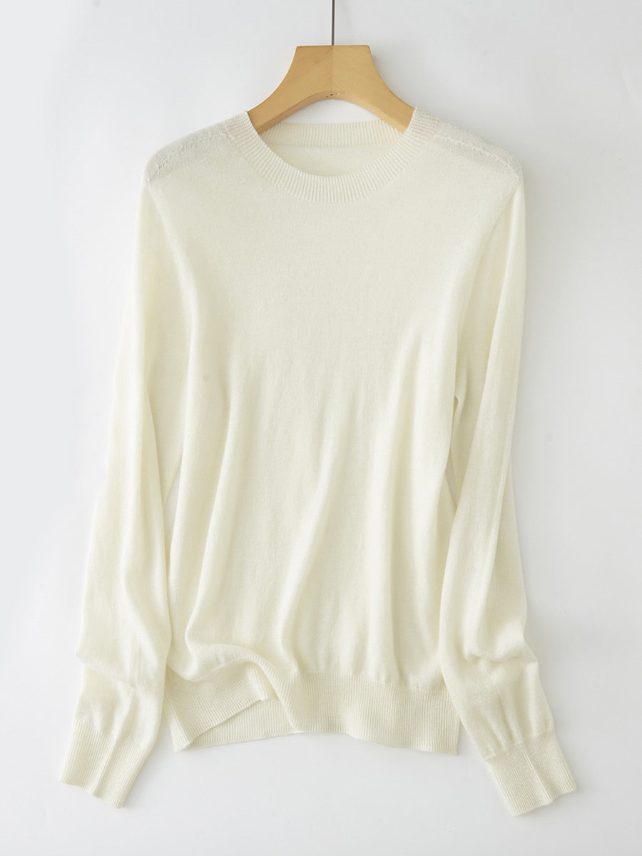 100% Australian Merino Wool Super Soft Crew Neck Machine Washable  Women Sweater