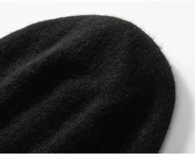 100% Cashmere Two Layers Unisex Classic Beanie Hat