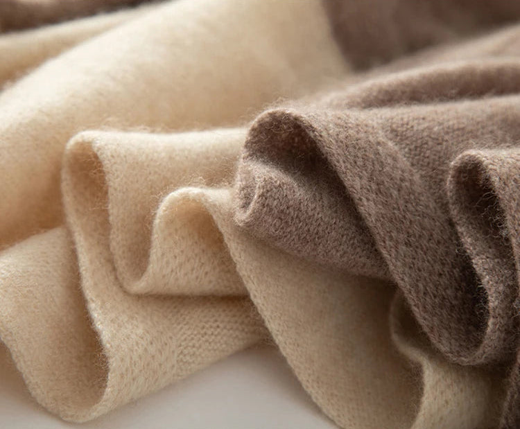 100% Pure Cashmere Knitted Tow-Tone Shawl/Scarf