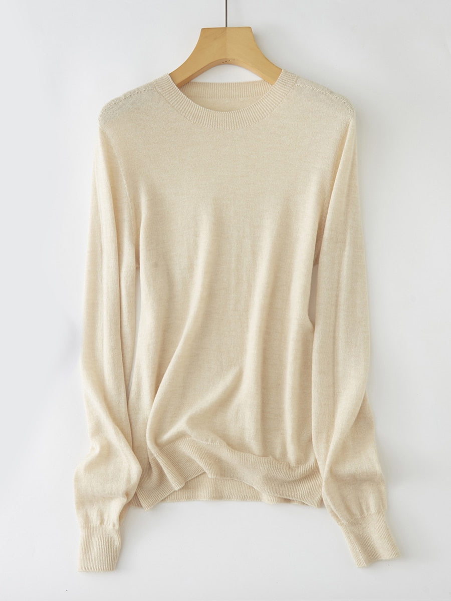 100% Australian Merino Wool Super Soft Crew Neck Machine Washable  Women Sweater