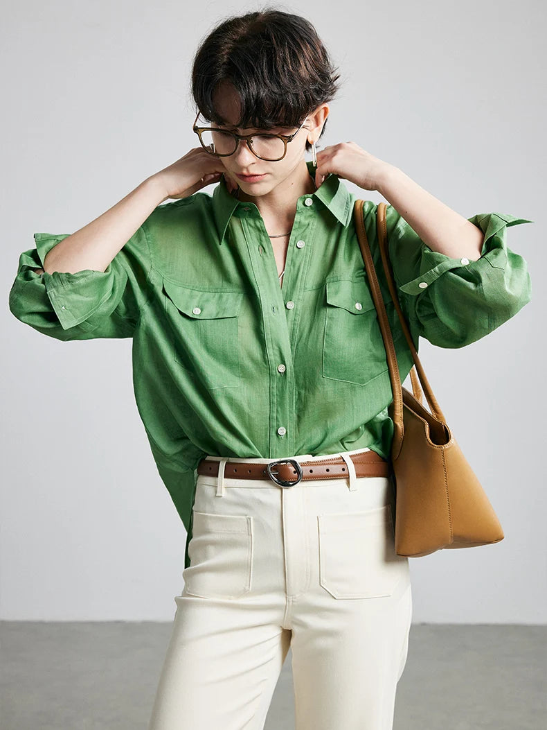 100% Premium Ramie Women's Loose Shirt