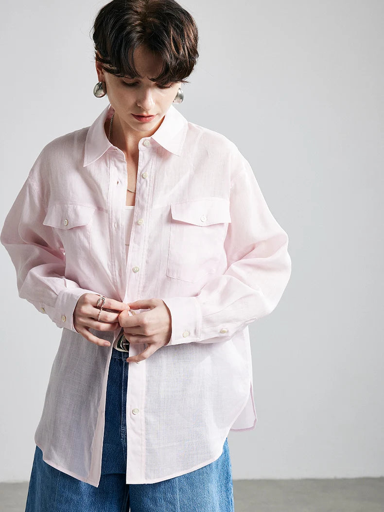 100% Premium Ramie Women's Loose Shirt