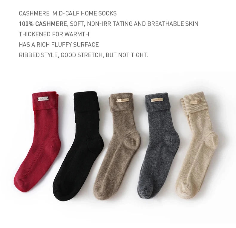 100% Pure Cashmere Luxurious Non-Slip Lounge Socks For Women