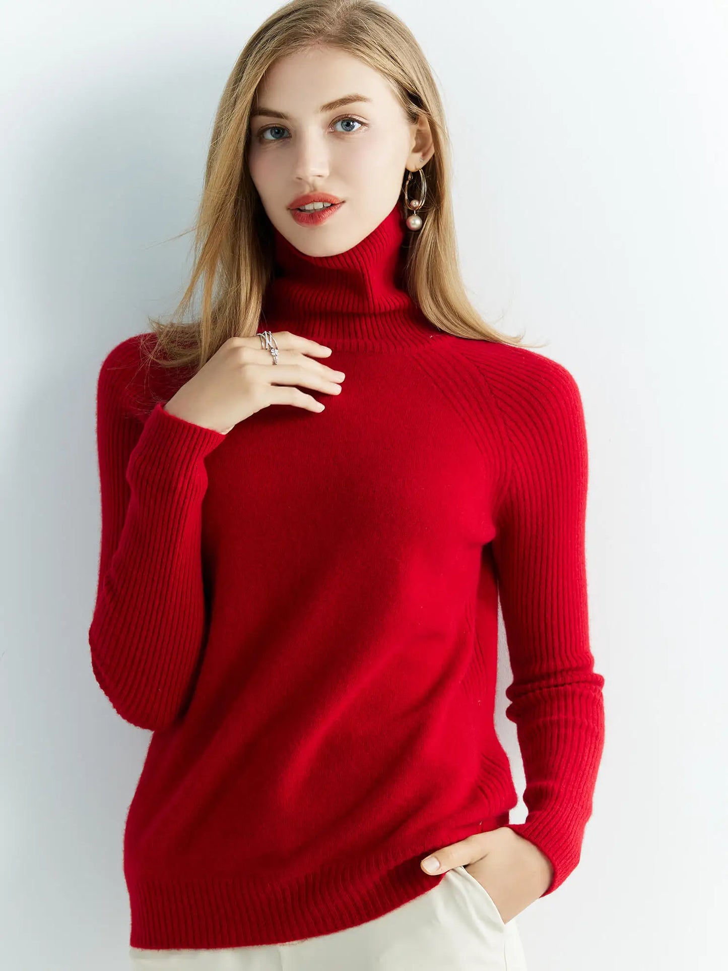 100% Australian Merino Wool Half Ribbed Stylish Warm Sweater