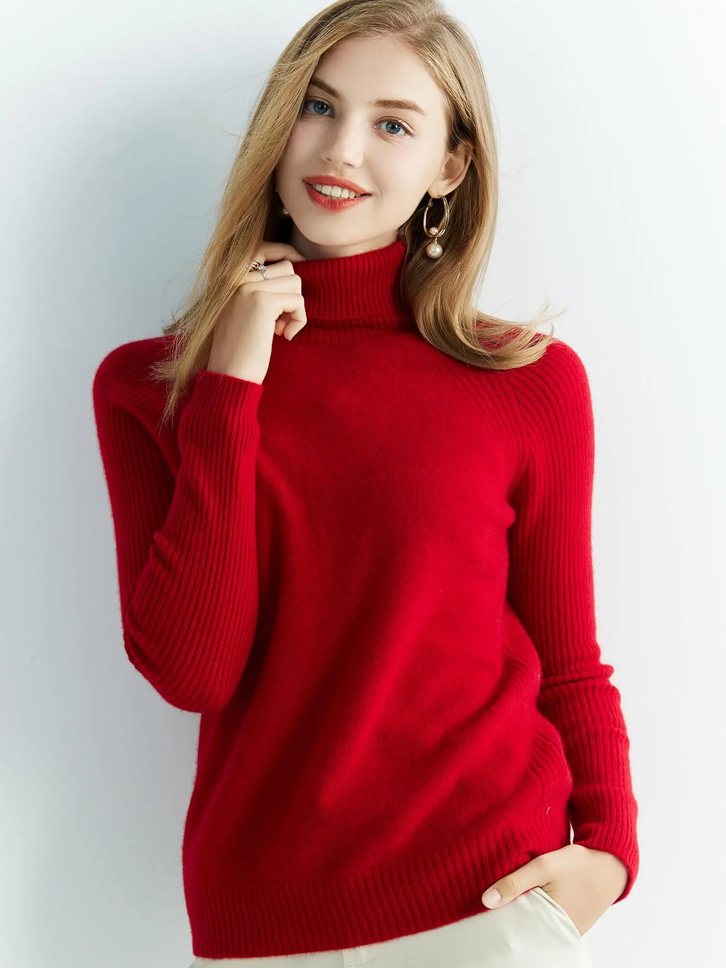 100% Australian Merino Wool Half Ribbed Stylish Warm Sweater